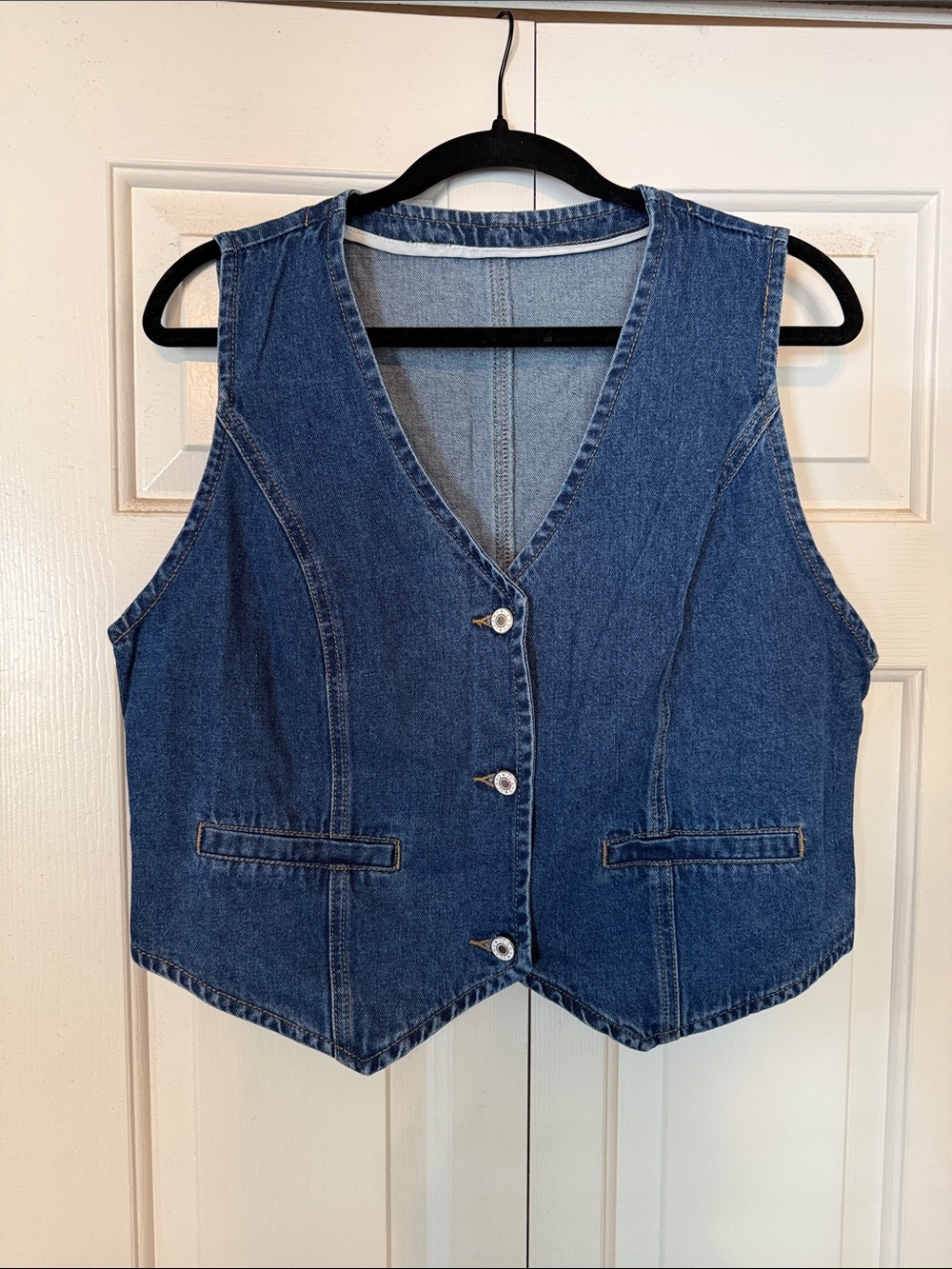 Women's Blue Denim Vest - Classic Sleeveless Jean Waistcoat